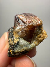 Load image into Gallery viewer, Naturally Faceted Zircon Crystal on Pegmatite–Biotite Matrix • Pakistan Mineral Specimen
