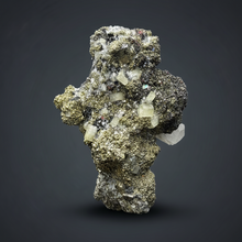 Load image into Gallery viewer, 4.8” New Find: Huanzala Mine Peru Sphalerite + Chalcopyrite + Apatite + Calcite + Quartz | Collector Display Specimen
