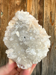 Clear Druzy Gem Apophyllite Stalactite + Pink Stilbite • Maharashtra, India