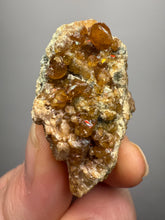 Load image into Gallery viewer, Hessonite Garnet Cluster on Matrix – Natural Collector Specimen from Pakistan | High-Grade Orange-Red Garnet Crystals
