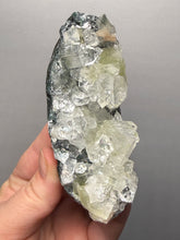 Load image into Gallery viewer, High-Grade Green Apophyllite with Pink Stilbite on Black Chalcedony – Deccan Traps, India
