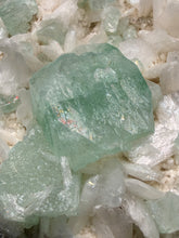 Load image into Gallery viewer, High-Grade Gemmy Green Apophyllite on White Stilbite  | Deccan Traps, Maharashtra, India
