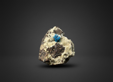 Load image into Gallery viewer, Rare Electric Blue Pentagonite on Druzy Matrix – Collector Mineral Specimen | India
