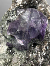 Load image into Gallery viewer, Fluorite Cluster with Mica &amp; Chalcopyrite | Cabinet Specimen | Yaogangxian Mine, Chenzhou, Hunan Province, China
