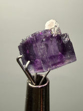 Load image into Gallery viewer, Rhodochrosite + Quartz on Purple Isometric Fluorite (Thumbnail Specimen) | Wutong Mine, China
