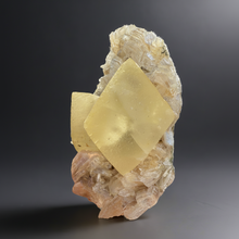 Load image into Gallery viewer, Golden Yellow “Diamond” Calcite on Pearl Heulandite Matrix | Maharashtra, India
