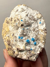 Load image into Gallery viewer, Rare Electric Blue Pentagonite on Druzy Matrix – Collector Mineral Specimen | India
