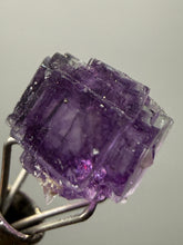 Load image into Gallery viewer, Rhodochrosite + Quartz on Purple Isometric Fluorite (Thumbnail Specimen) | Wutong Mine, China
