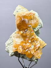 Load image into Gallery viewer, Hessonite Garnet Cluster on Matrix – Natural Collector Specimen from Pakistan | High-Grade Orange-Red Garnet Crystals
