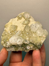 Load image into Gallery viewer, High-Grade Gemmy Green Apophyllite on White Stilbite  | Deccan Traps, Maharashtra, India

