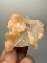 Load image into Gallery viewer, Pink Stilbite with Druzy Frosted Optical Calcite — India Zeolite Specimen
