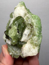 Load image into Gallery viewer, Electric Green Diopside on Quartz – Collector Mineral Specimen (Gilgit-Baltistan) Pakistan
