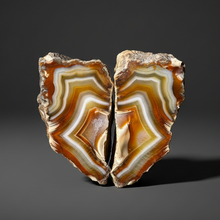 Load image into Gallery viewer, High-Grade Indonesian Sumatra Agate Pair – Vibrant Banded Chalcedony with Rich Color Zoning | Ethical Lapidary &amp; Collector Display Specimens
