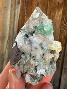Mint Green (Disco Ball) Radial Apophyllite + White Heulandite • Maharashtra, India