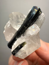 Load image into Gallery viewer, Dark Green Cap Stak Nala Tourmaline on Cleavelandite and Quartz Matrix – Haramosh Mountains, Pakistan
