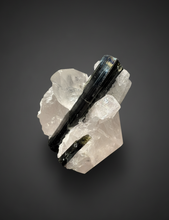 Load image into Gallery viewer, Dark Green Cap Stak Nala Tourmaline on Cleavelandite and Quartz Matrix – Haramosh Mountains, Pakistan
