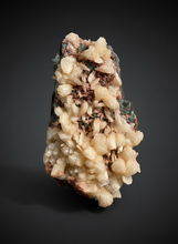 Load image into Gallery viewer, Shiny Peach Stilbite on Druzy Red Heulandite – High-Grade Collector Mineral Specimen from India
