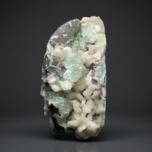 Load image into Gallery viewer, High-Grade Gemmy Green Apophyllite on White Stilbite  | Deccan Traps, Maharashtra, India
