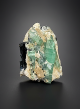 Load image into Gallery viewer, Blue Indicolite &amp; Mint Green Tourmaline on Matrix – Pegmatite Mineral Specimen from Pakistan
