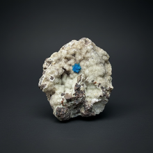 Load image into Gallery viewer, Rare Electric Blue Pentagonite on Druzy Matrix – Collector Mineral Specimen | India

