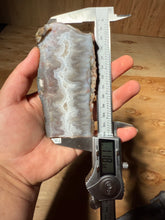 Load image into Gallery viewer, PREMIUM DISPLAY or LAPIDARY SLAB • Moroccan “Ghost Agate” White Seam Plum Agate • End Cap • High Atlas Mountains • Unpolished
