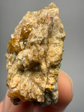 Load image into Gallery viewer, Hessonite Garnet Cluster on Matrix – Natural Collector Specimen from Pakistan | High-Grade Orange-Red Garnet Crystals
