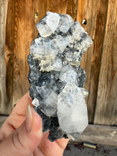 Load image into Gallery viewer, Clear Gem Apophyllite Cluster on black matrix • Maharashtra, India
