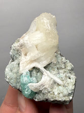 Load image into Gallery viewer, High-Grade Gemmy Green Apophyllite on White Stilbite &amp; Apophyllite | Deccan Traps, Maharashtra, India
