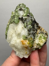 Load image into Gallery viewer, Electric Green Diopside on Quartz – Collector Mineral Specimen (Gilgit-Baltistan) Pakistan

