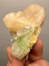 Load image into Gallery viewer, High-Grade Gemmy Green Apophyllite on White Stilbite  | Deccan Traps, Maharashtra, India
