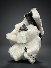 Load image into Gallery viewer, Blue Cap on Dark Green Stak Nala Tourmaline on Cleavelandite on Matrix – Haramosh Mountains, Pakistan

