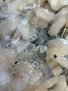 Clear Druzy Gem Apophyllite Stalactite + Pink Stilbite • Maharashtra, India