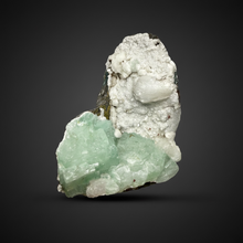 Load image into Gallery viewer, High-Grade Gemmy Green Apophyllite on White Stilbite  | Deccan Traps, Maharashtra, India
