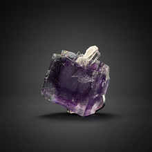Load image into Gallery viewer, Rhodochrosite + Quartz on Purple Isometric Fluorite (Thumbnail Specimen) | Wutong Mine, China
