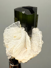 Load image into Gallery viewer, Dark Green Cap Stak Nala Tourmaline with Cleavelandite Flower – Haramosh Mountains, Pakistan | Thumbnail Specimen
