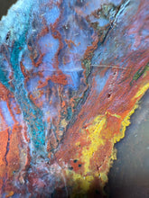 Load image into Gallery viewer, PREMIUM DISPLAY or LAPIDARY SLAB • Moroccan “Dream Landscape Jagate” (Purple, Teal, Red, Green, Red, Yellow &amp; Orange Moss Plume Agate + Jasper) Stone • Double Sided • High Atlas Mountains • Unpolished
