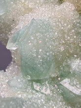 Load image into Gallery viewer, Luminous Mint Apophyllite with Glittering Druzy Sugar Quartz – India
