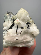 Load image into Gallery viewer, Dark Green Cap Stak Nala Tourmaline and Aquamarine on Cleavelandite Matrix – Haramosh Mountains, Pakistan
