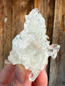 Clear Gem Apophyllite + Pink Stilbite Cluster • Maharashtra, India