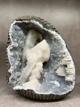 Load image into Gallery viewer, Quartz Druzy Encrusted Calcite +  Golden Calcite + Druzy Blue Chalcedony Stalactite • India
