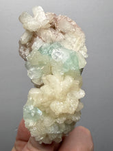 Load image into Gallery viewer, High-Grade Gemmy Green Apophyllite on White Stilbite  | Deccan Traps, Maharashtra, India
