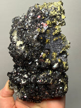 Load image into Gallery viewer, 6.1” New Find: Huanzala Mine Peru Sphalerite + Chalcopyrite + Apatite + Calcite + Quartz | Collector Display Specimen
