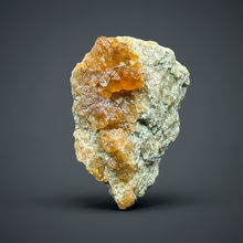 Load image into Gallery viewer, Hessonite Garnet Cluster on Matrix – Natural Collector Specimen from Pakistan | High-Grade Orange-Red Garnet Crystals
