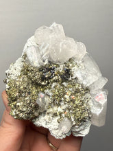 Load image into Gallery viewer, 3.3” New Find: Huanzala Mine Peru Sphalerite + Chalcopyrite + Apatite + Calcite + Quartz | Collector Display Specimen
