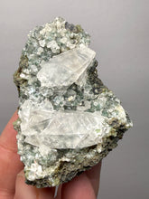 Load image into Gallery viewer, Double Terminated Scalenohedral Optical Calcite on Druzy Apophyllite &amp; Green Heulandite | Maharashtra, India

