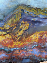 Load image into Gallery viewer, PREMIUM DISPLAY or LAPIDARY SLAB • Moroccan “Dream Landscape Jagate” (Purple, Teal, Red, Green, Red, Yellow &amp; Orange Moss Plume Agate + Jasper) Stone • Double Sided • High Atlas Mountains • Unpolished
