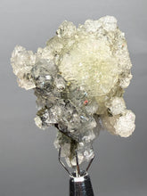 Load image into Gallery viewer, Druzy Apophyllite over Golden Calcite &amp; Black Chalcedony Stalactites | Deccan Traps, Maharashtra, India
