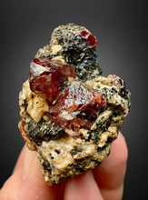 Load image into Gallery viewer, Naturally Faceted Zircon Crystal on Pegmatite–Biotite Matrix • Pakistan Mineral Specimen
