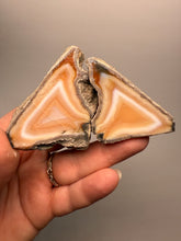 Load image into Gallery viewer, High-Grade Indonesian Sumatra Agate Pair – Vibrant Banded Chalcedony with Rich Color Zoning | Ethical Lapidary &amp; Collector Display Specimens
