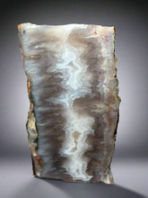 Load image into Gallery viewer, PREMIUM DISPLAY or LAPIDARY SLAB • Moroccan “Ghost Agate” White Seam Plum Agate • Double Sided • High Atlas Mountains • Unpolished
